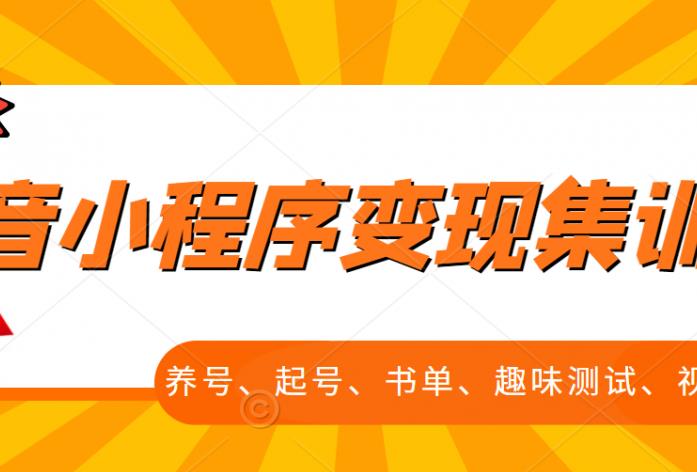 抖音小程序变现集训课，养号、起号、书单、趣味测试、视频剪辑，全套流程-往来项目网