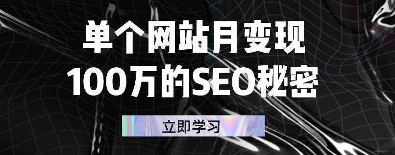 单个网站月变现100万的SEO秘密，百分百做出赚钱站点-往来项目网