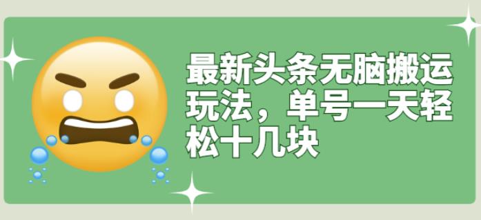 最新头条无脑搬运玩法，单号一天轻松十几块【视频教程 搬运软件】-往来项目网