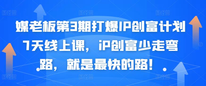 媒老板第3期打爆IP创富计划7天线上课，iP创富少走弯路，就是最快的路！-往来项目网