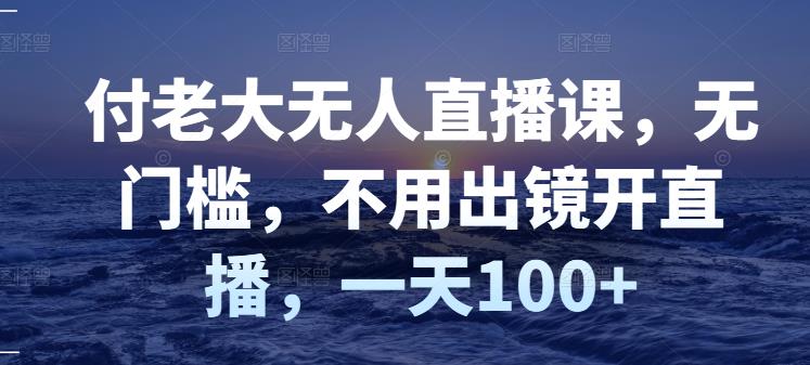 付老大无人直播课，无门槛，不用出镜开直播，一天100-往来项目网