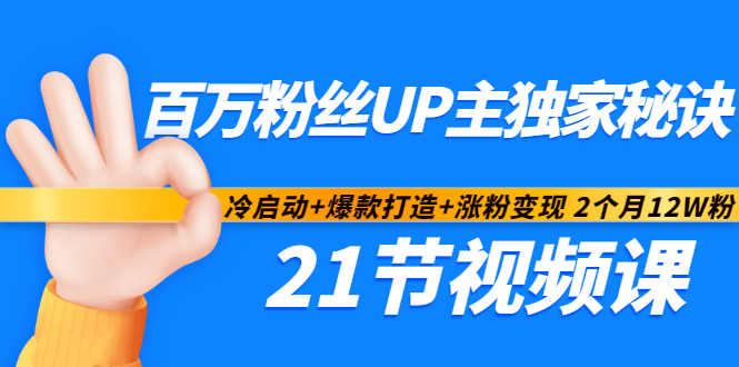 百万粉丝UP主独家秘诀：冷启动 爆款打造 涨粉变现2个月12W粉（21节视频课)-往来项目网