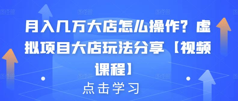 月入几万大店怎么操作？虚拟项目大店玩法分享【视频课程】-往来项目网