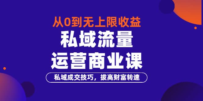 从0到无上限收益的《私域流量运营商业课》私域成交技巧，拔高财富转速-往来项目网