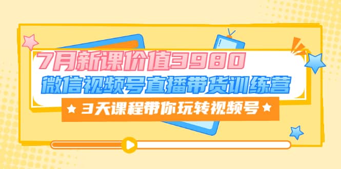 微信视频号直播带货训练营，3天课程带你玩转视频号：7月新课价值3980-往来项目网