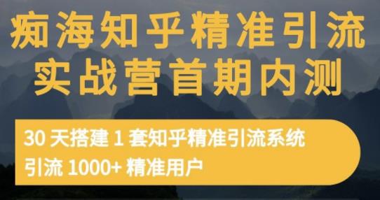 痴海知乎精准引流实战营1-2期，30天搭建1套知乎精准引流系统，引流1000 精准用户-往来项目网