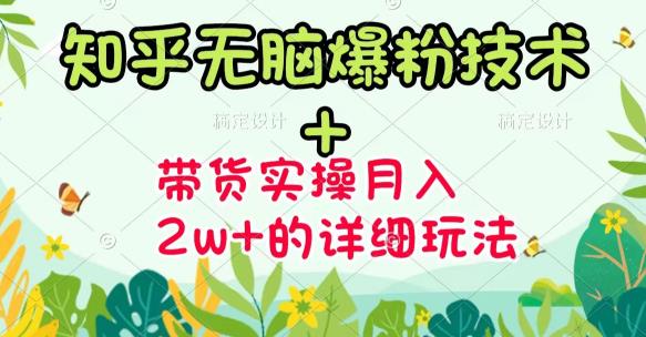 《知乎无脑爆粉技术》 图文带货月入2W 的玩法送素材-往来项目网