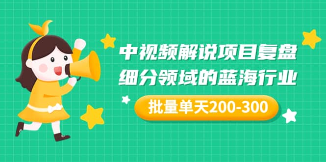 某付费文章：中视频解说项目复盘：细分领域的蓝海行业 批量单天200-300收益-往来项目网