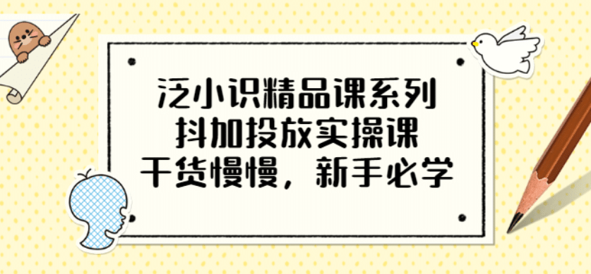 泛小识精品课系列：抖加投放实操课，干货慢慢，新手必学（12节视频课）-往来项目网