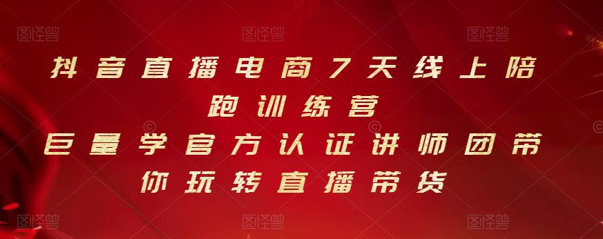 抖音直播电商7天线上陪跑训练营，巨量学官方认证讲师团带你玩转直播带货-往来项目网