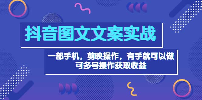 抖音图文毒文案实战：一部手机 剪映操作 有手就能做，单号日入几十 可多号-往来项目网