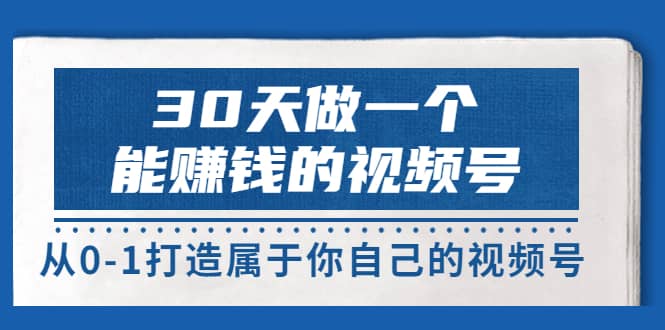 30天做一个能赚钱的视频号，从0-1打造属于你自己的视频号 (14节-价值199)-往来项目网