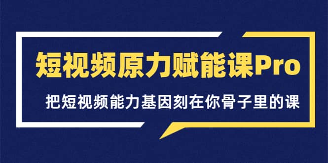 短视频原力赋能课Pro，把短视频能力基因刻在你骨子里的课（价值4999元）-往来项目网