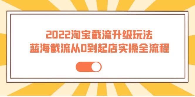 2022淘宝截流升级玩法：蓝海截流从0到起店实操全流程 价值千元-往来项目网