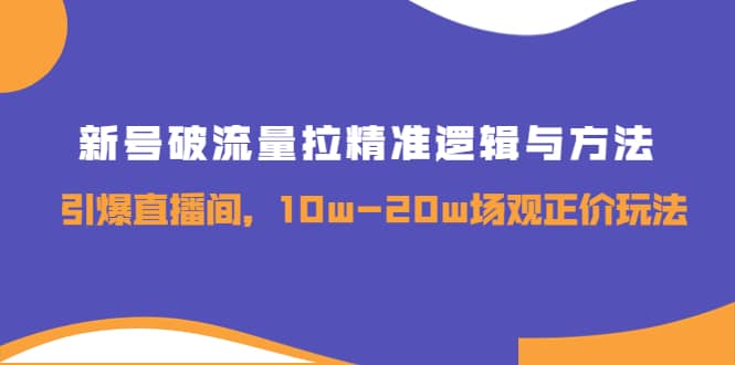 新号破流量拉精准逻辑与方法，引爆直播间，10w-20w场观正价玩法-往来项目网