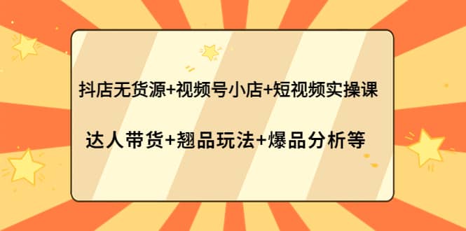 抖店无货源 视频号小店 短视频实操课：达人带货 翘品玩法 爆品分析等-往来项目网