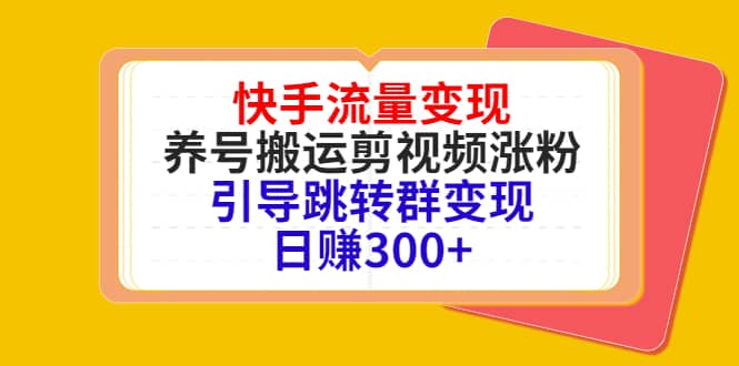 快手流量变现，养号搬运剪视频涨粉，引导跳转群变现日赚300-往来项目网