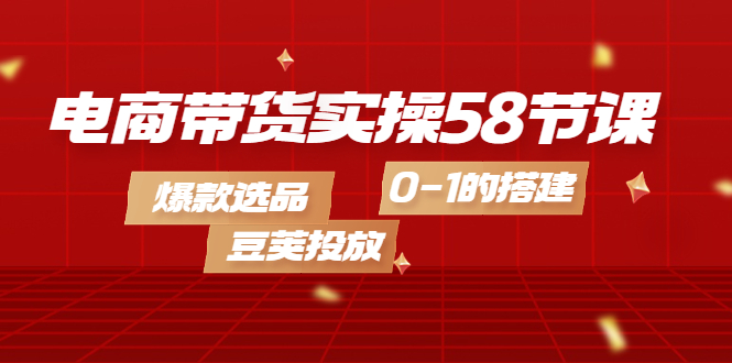 电商带货实操58节课，爆款选品，豆荚投放，0-1的搭建-往来项目网