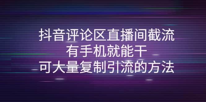 抖音评论区直播间截流，有手机就能干，可大量复制引流的方法-往来项目网