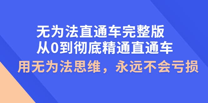 无为法直通车完整版：从0到彻底精通直通车，用无为法思维，永远不会亏损-往来项目网