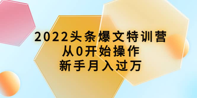 2022头条爆文特训营：从0开始操作，新手月入过万（16节课时）-往来项目网