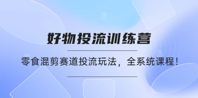 好物推广投流训练营：零食混剪赛道投流玩法，全系统课程-往来项目网