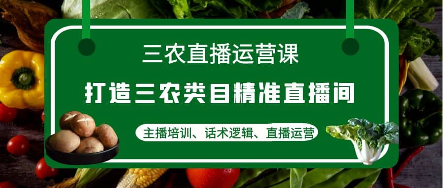 三农直播运营课：打造三农类目精准直播间，主播培训、话术逻辑、直播运营-往来项目网