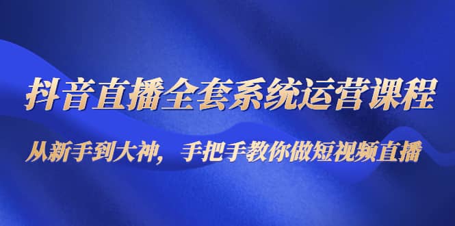 抖音直播全套系统运营课程：从新手到大神，手把手教你做直播短视频-往来项目网