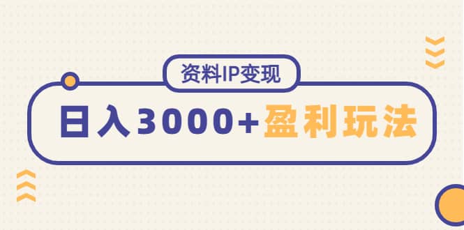 资料IP变现，持续性盈利玩法-往来项目网