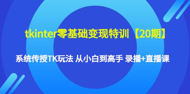 tkinter零基础变现特训【20期】系统传授TK玩法 从小白到高手 录播 直播课-往来项目网