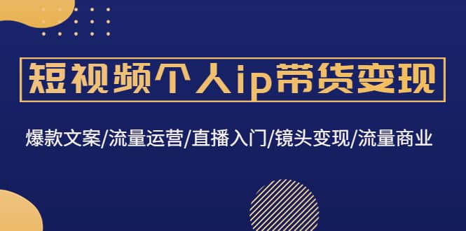 短视频个人ip带货变现：爆款文案/流量运营/直播入门/镜头变现/流量商业-往来项目网