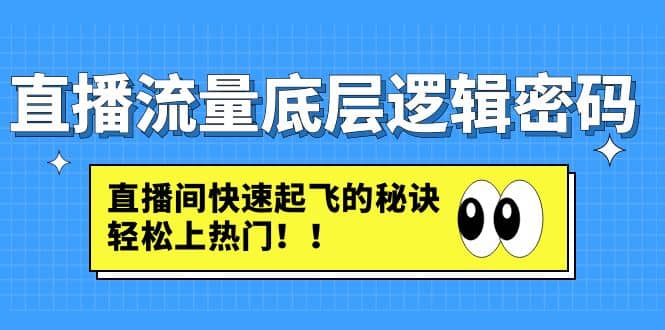 直播流量底层逻辑密码：直播间快速起飞的秘诀，轻松上热门-往来项目网