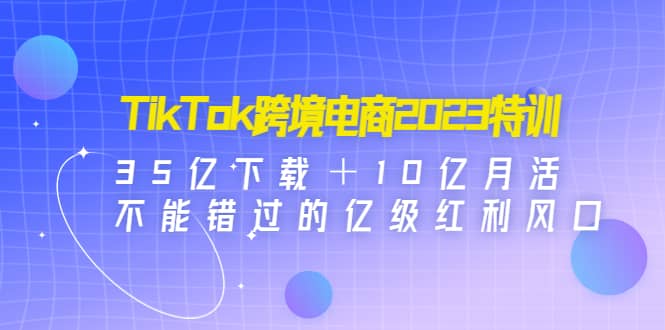 TikTok跨境电商2023特训：35亿下载＋10亿月活，不能错过的亿级红利风口-往来项目网