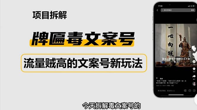 2023抖音快手毒文案新玩法，牌匾文案号，起号快易变现-往来项目网