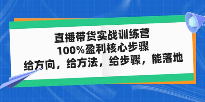 直播带货实战训练营：100%盈利核心步骤，给方向，给方法，给步骤，能落地-往来项目网