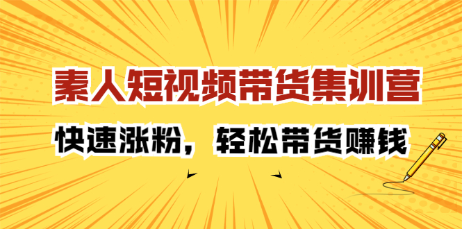 素人短视频带货集训营：快速涨粉，轻松带货赚钱-往来项目网