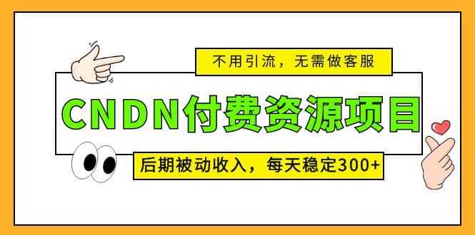 CNDN付费资源项目，不用引流，无需做客服，后期被动收入-往来项目网