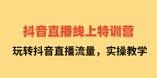 抖音直播线上特训营：玩转抖音直播流量，实操教学-往来项目网