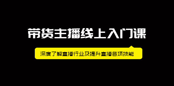 带货主播线上入门课，深度了解直播行业及提升直播各项技能-往来项目网