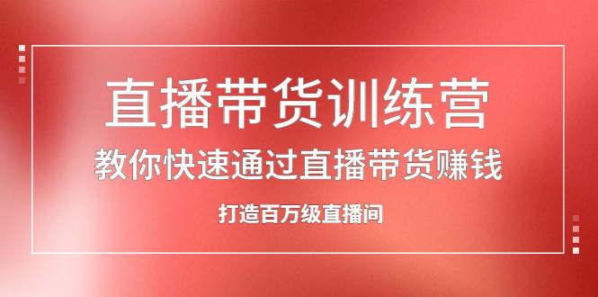 直播带货训练营，教你快速通过直播带货赚钱，打造百万级直播间-往来项目网