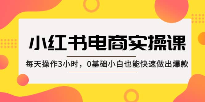 小红书·电商实操课：每天操作3小时，0基础小白也能快速做出爆款-往来项目网