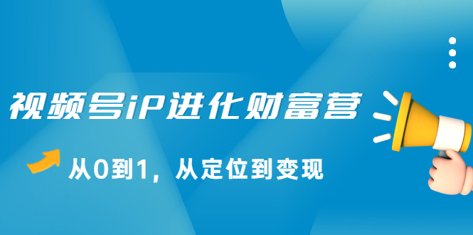 视频号iP进化财富营第1期，21天从0到1，从定位到变现-往来项目网