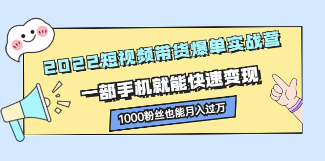 2022短视频带货爆单实战营，一部手机就能快速变现-往来项目网