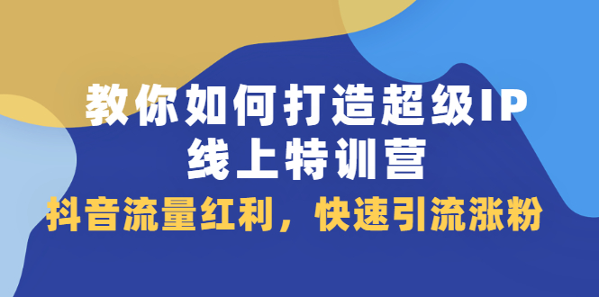 教你如何打造超级IP线上特训营，抖音流量红利新机遇-往来项目网