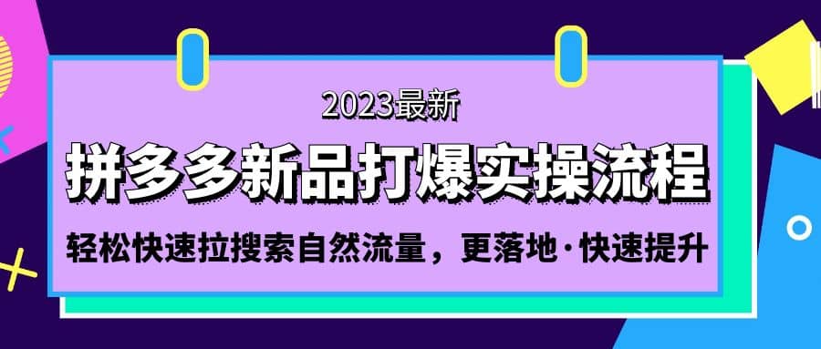 拼多多-新品打爆实操流程：轻松快速拉搜索自然流量，更落地·快速提升-往来项目网