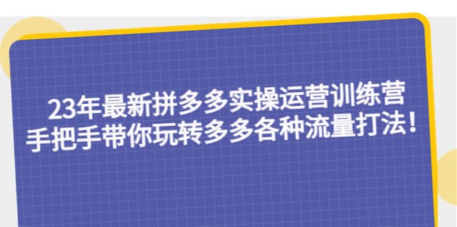 23年最新拼多多实操运营训练营：手把手带你玩转多多各种流量打法！-往来项目网