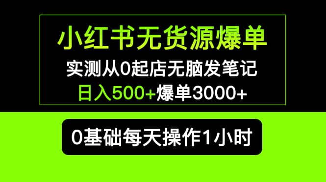 小红书无货源爆单 实测从0起店无脑发笔记爆单3000 长期项目可多店-往来项目网