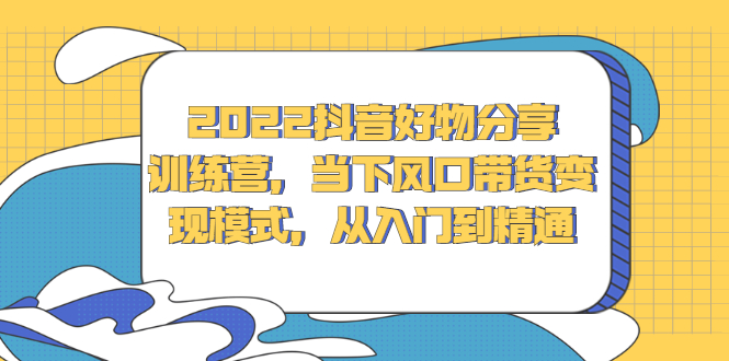 2022抖音好物分享训练营，当下风口带货变现模式，从入门到精通-往来项目网