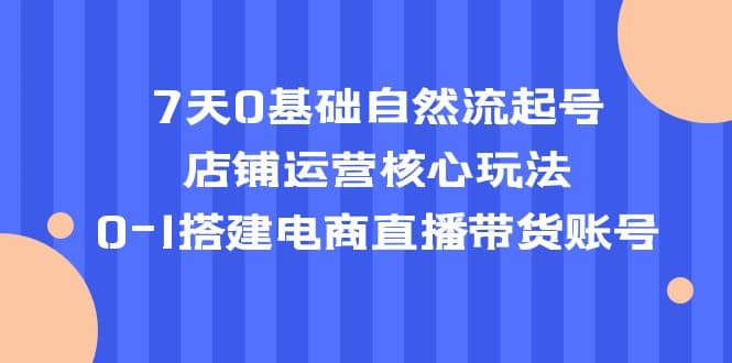 7天0基础自然流起号，店铺运营核心玩法，0-1搭建电商直播带货账号-往来项目网