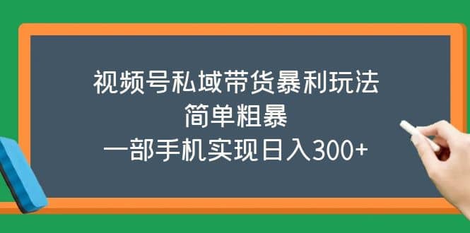 视频号私域带货暴利玩法，简单粗暴-往来项目网